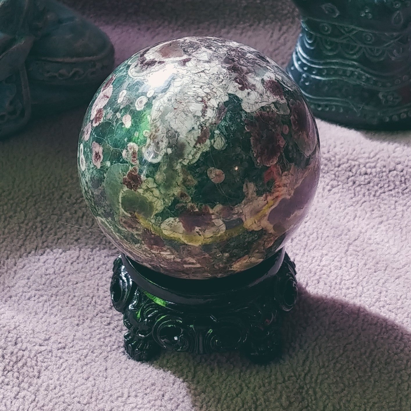 Russian Green Flower Agate Sphere